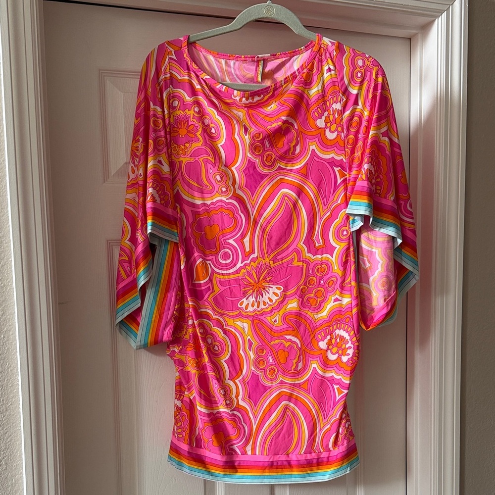 Trina Turk Pink and Orange Patterned Swim Coverup